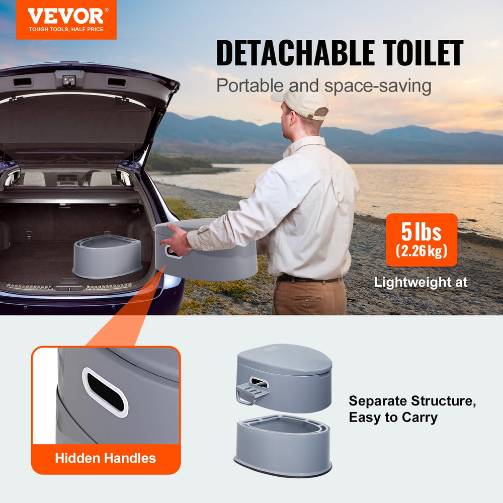 VEVOR RV Toilet one-point-three-gallon inner bucket enables quick, mess-free waste disposal