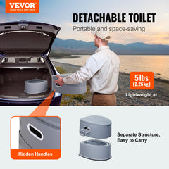 VEVOR RV Toilet one-point-three-gallon inner bucket enables quick, mess-free waste disposal