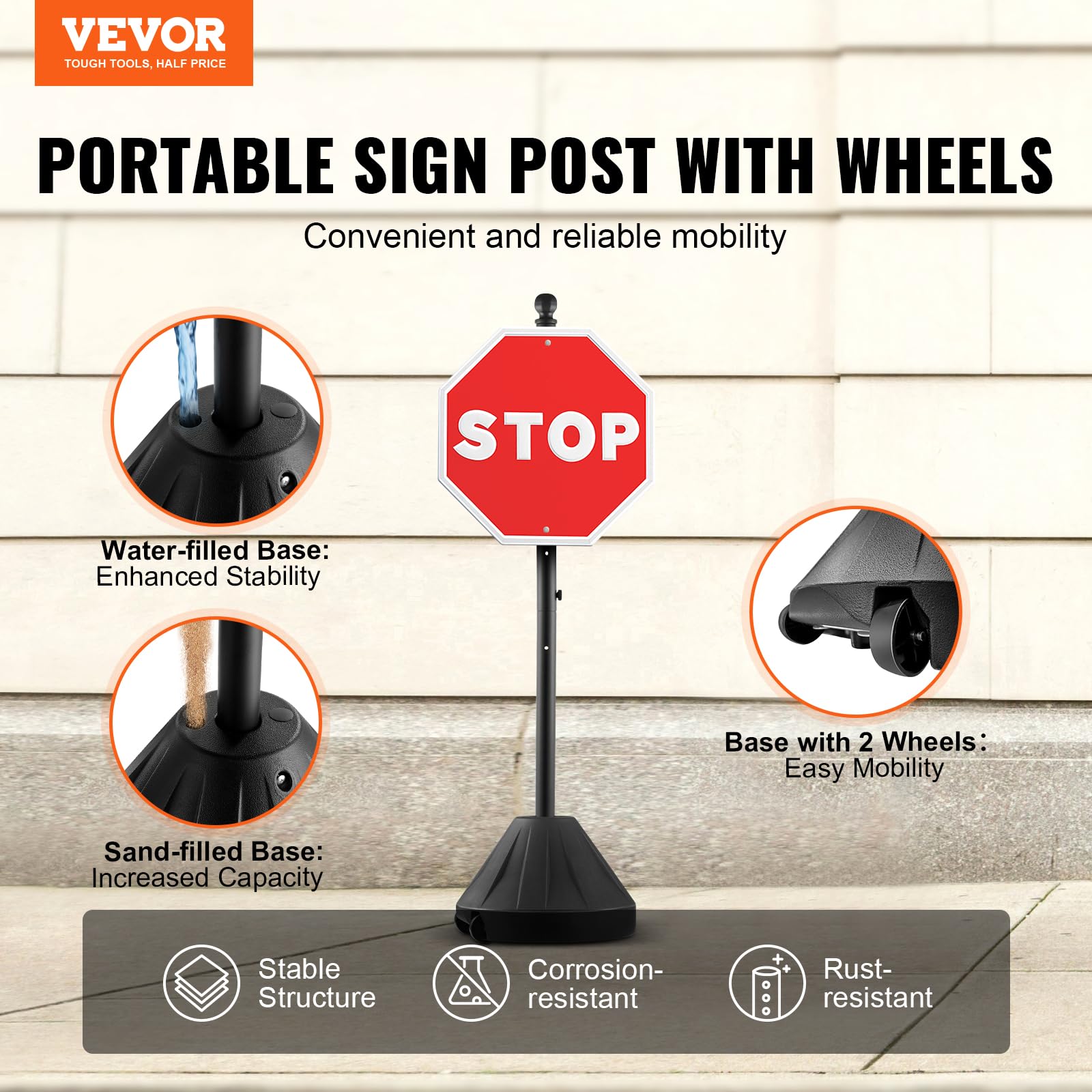 VEVOR two-poles galvanized steel for durable outdoor use