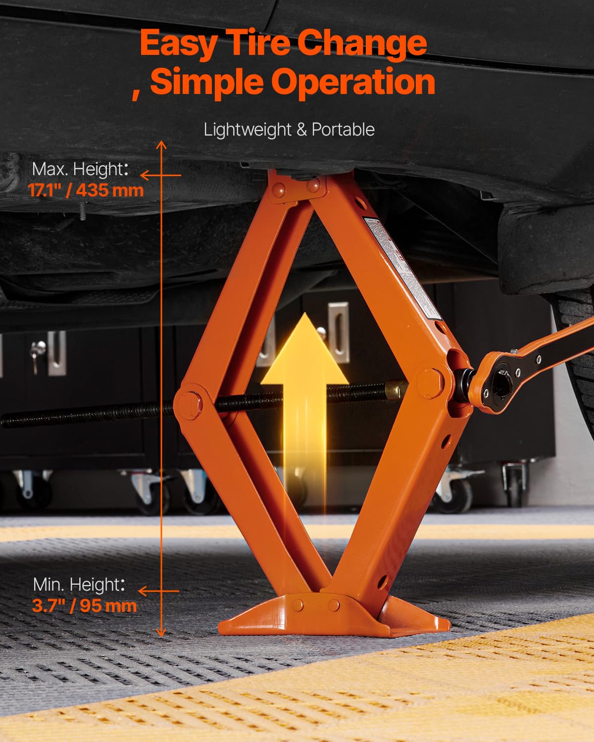 VEVOR scissor jack 360-degree top head for precise positioning