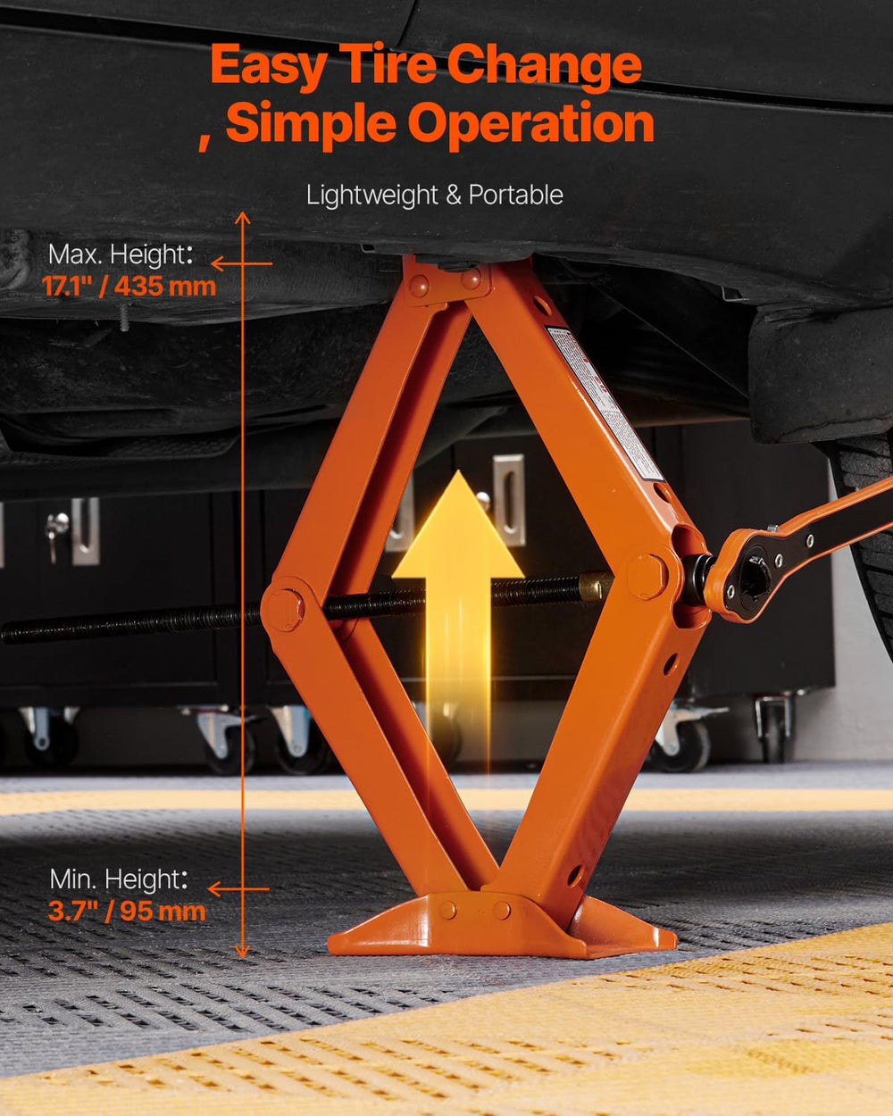 VEVOR scissor jack 360-degree top head for precise positioning