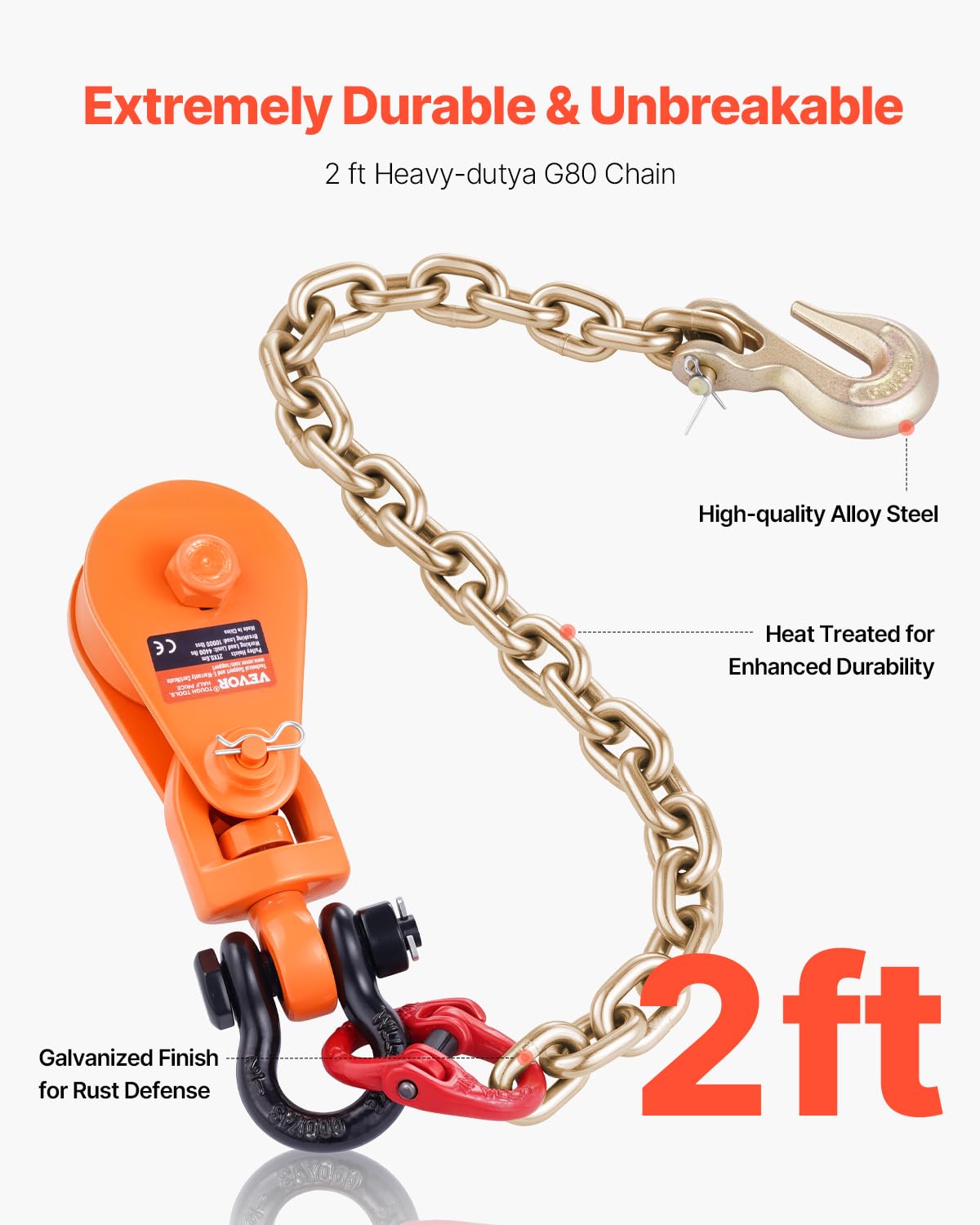 VEVOR 3 inch pulley for 3/8 inch wire rope in recovery tasks