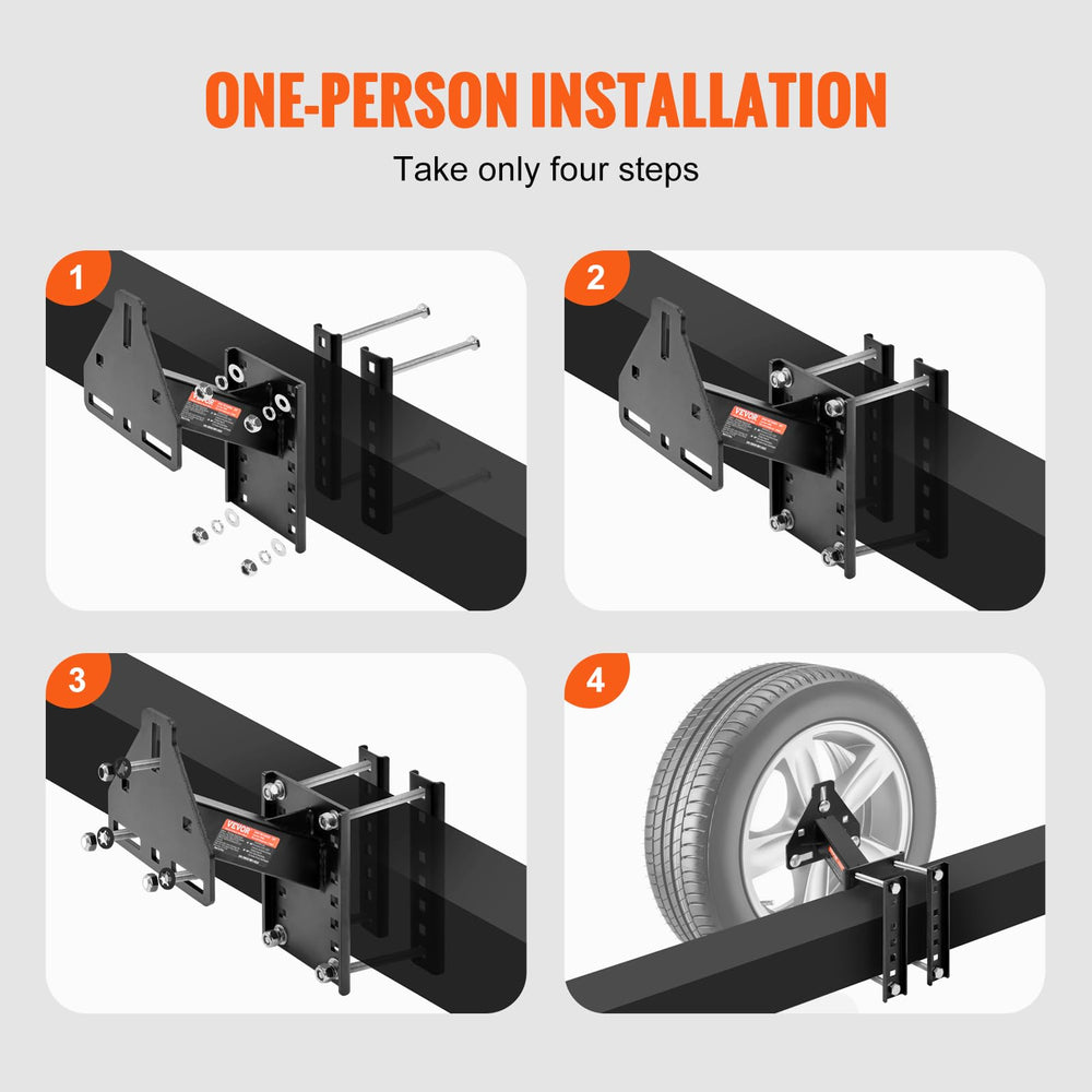 VEVOR spare tire carrier with bolt-inclined protrusion for secure hold.