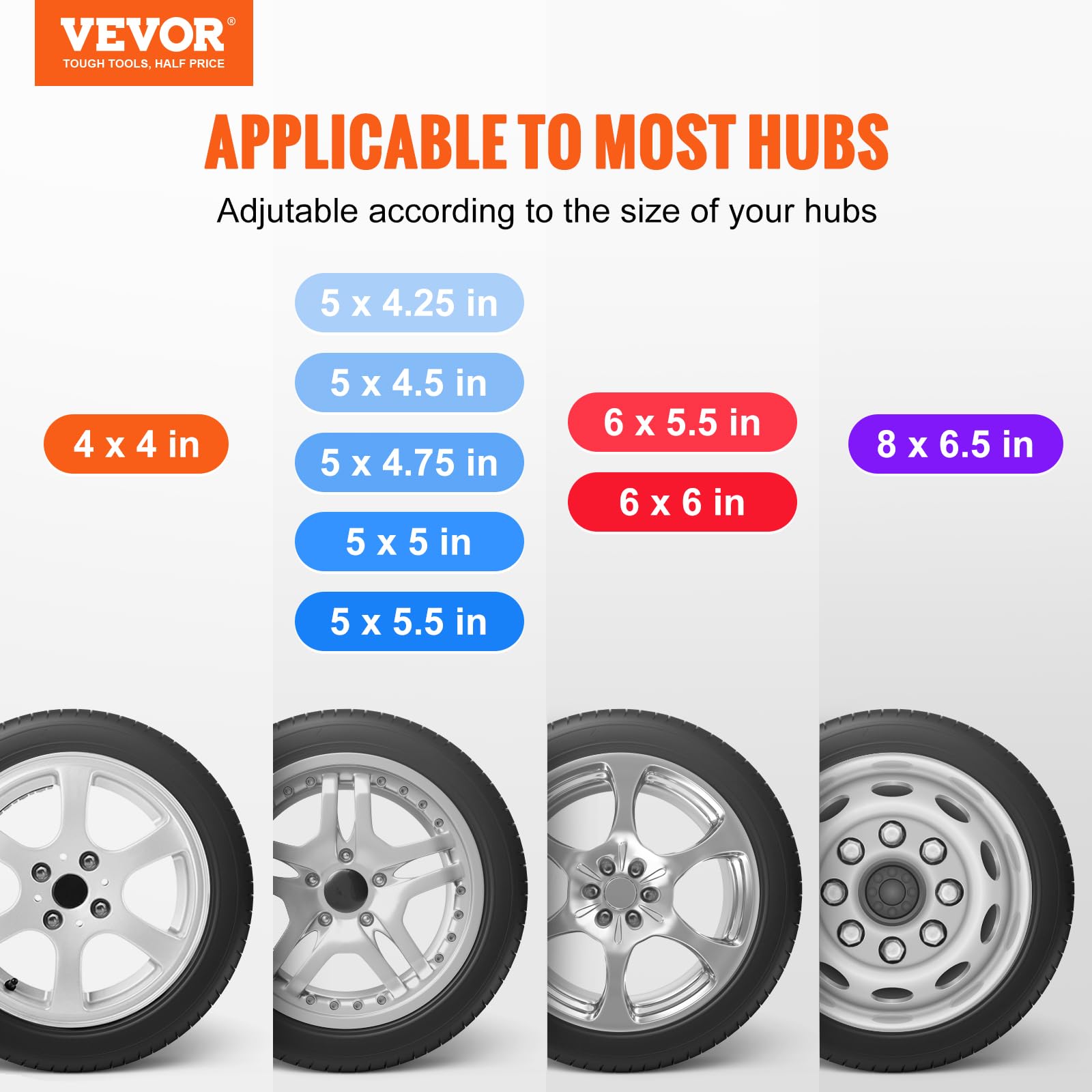 VEVOR spare tire carrier side view, compact profile for tight trailer spaces.