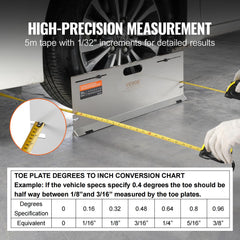 VEVOR stainless steel toe plates resist deformation for durable wheel alignment.