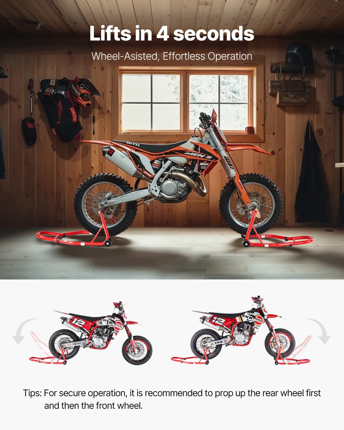 VEVOR 850lbs capacity supports a wide range of motorcycles
