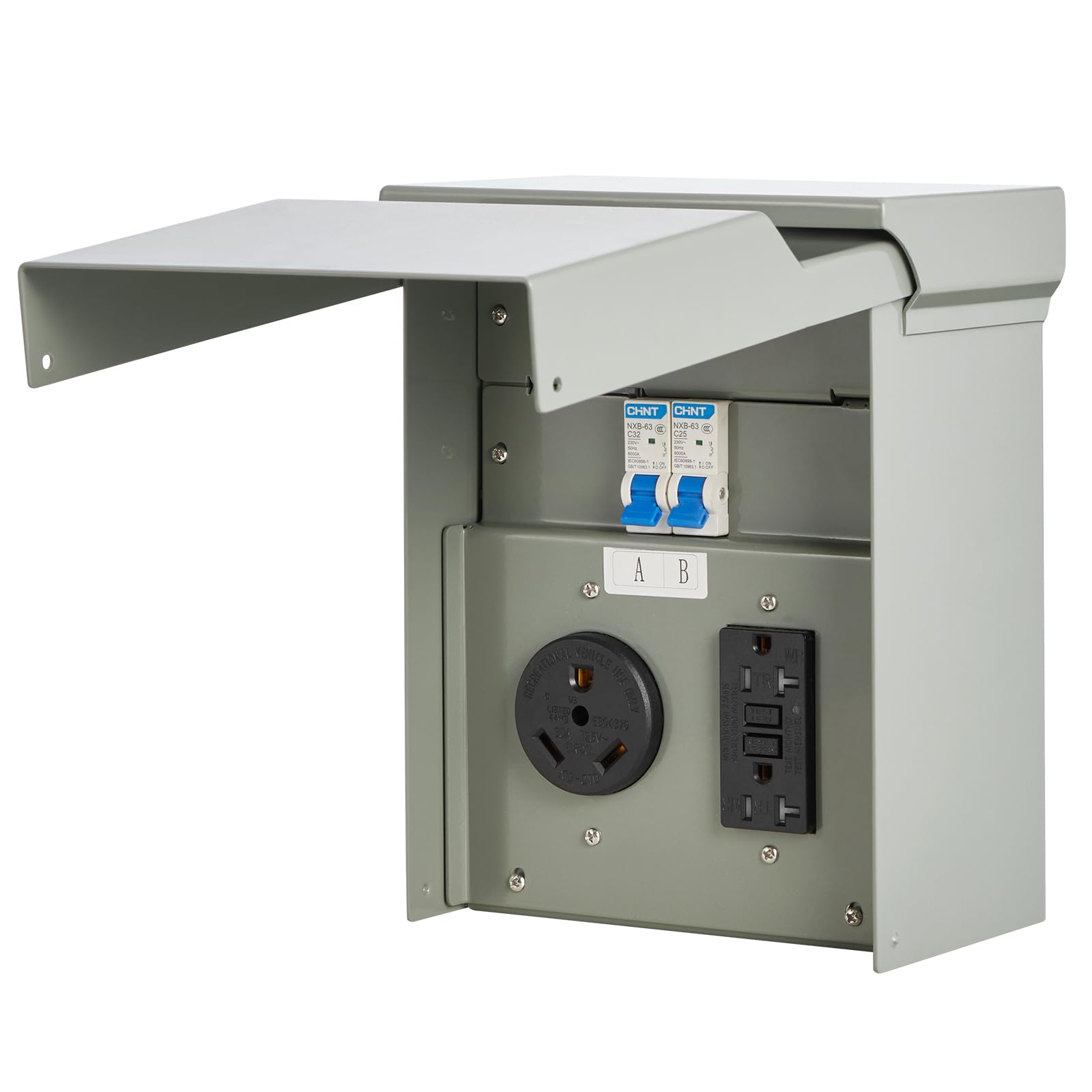 VEVOR IP54 weatherproof panel protecting connections in wet outdoor environments.
