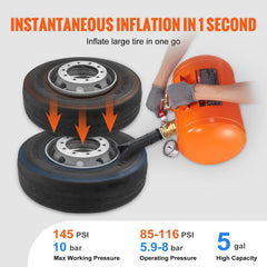 VEVOR Tire Bead Seater gauge display demonstrating precise pressure monitoring