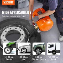 VEVOR Tire Bead Seater side profile highlighting rugged aluminum body and durability