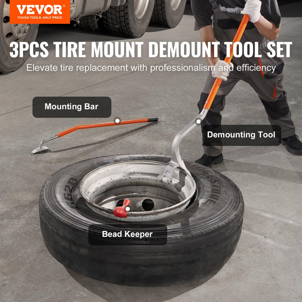 53.5-inch demounting tool in the VEVOR set enables efficient bead removal.