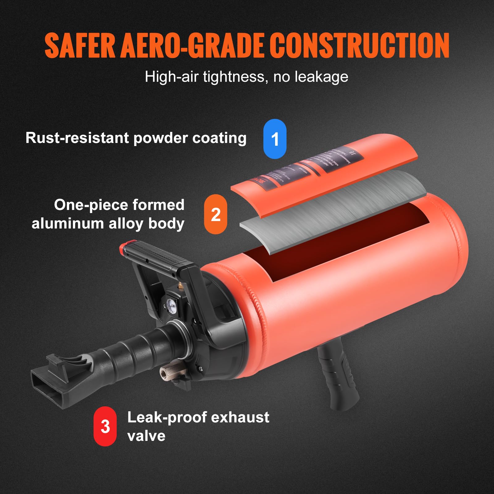 Lightweight aluminum body of VEVOR Tire Seater boosts portability.