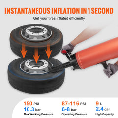 Ergonomic gun design on VEVOR Tire Seater improves handling and reduces fatigue.