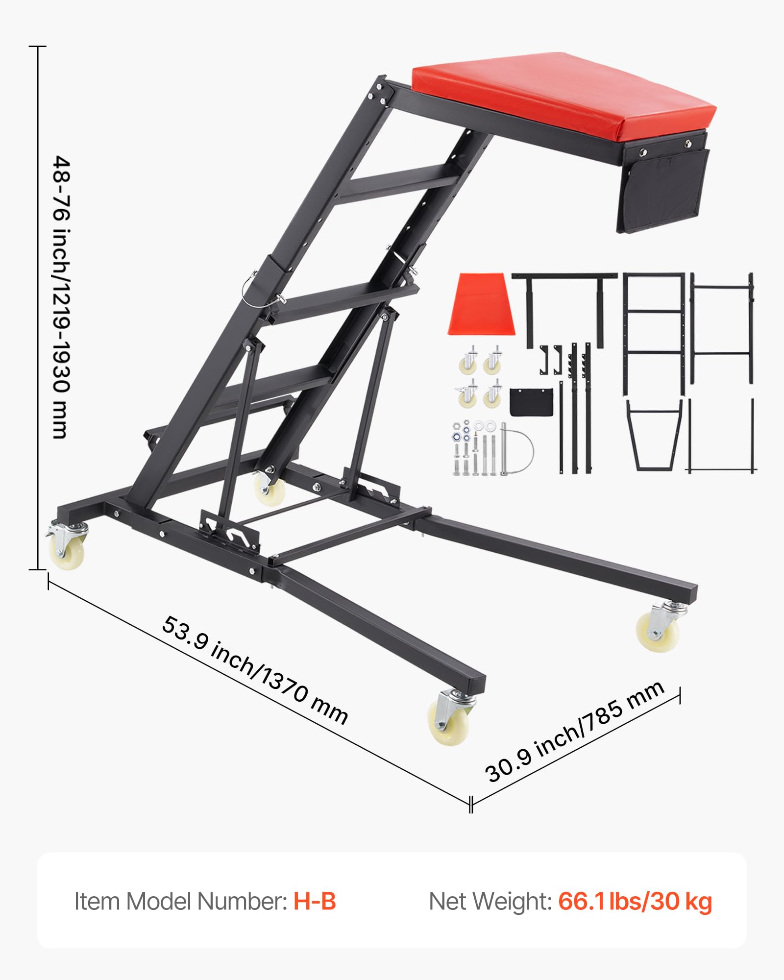 VEVOR Topside Creeper widened pedal provides improved foot support