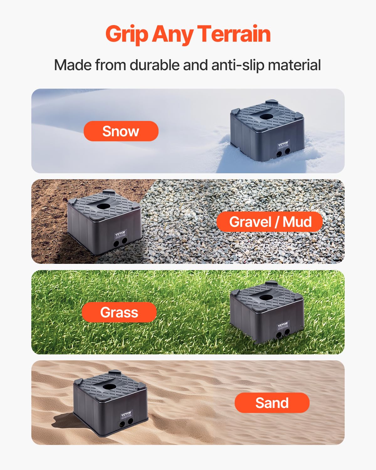 VEVOR 6-inch block supports up to 6000 pounds for heavy RVs.