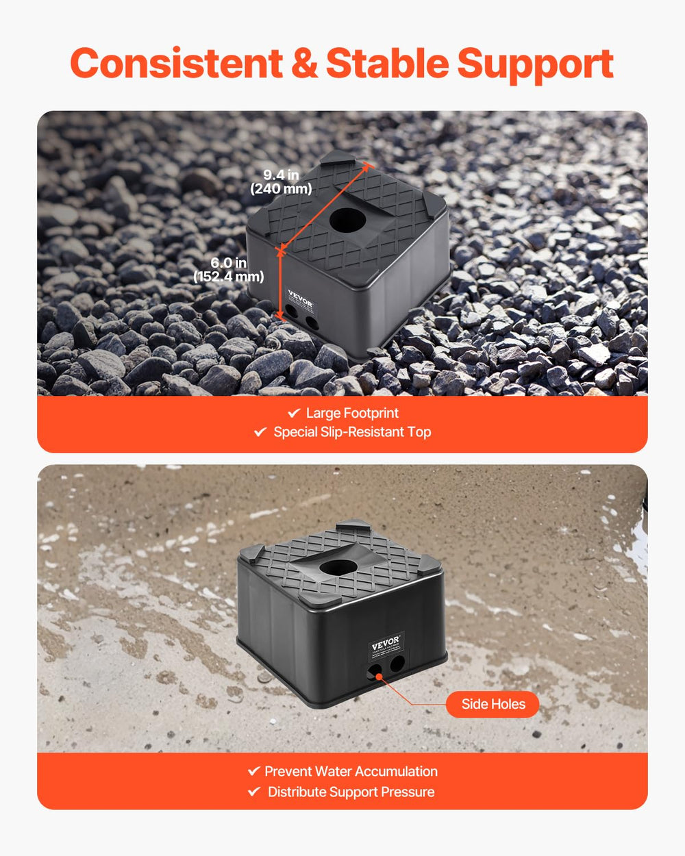 VEVOR durable PP block with non-slip grip for reliable support.