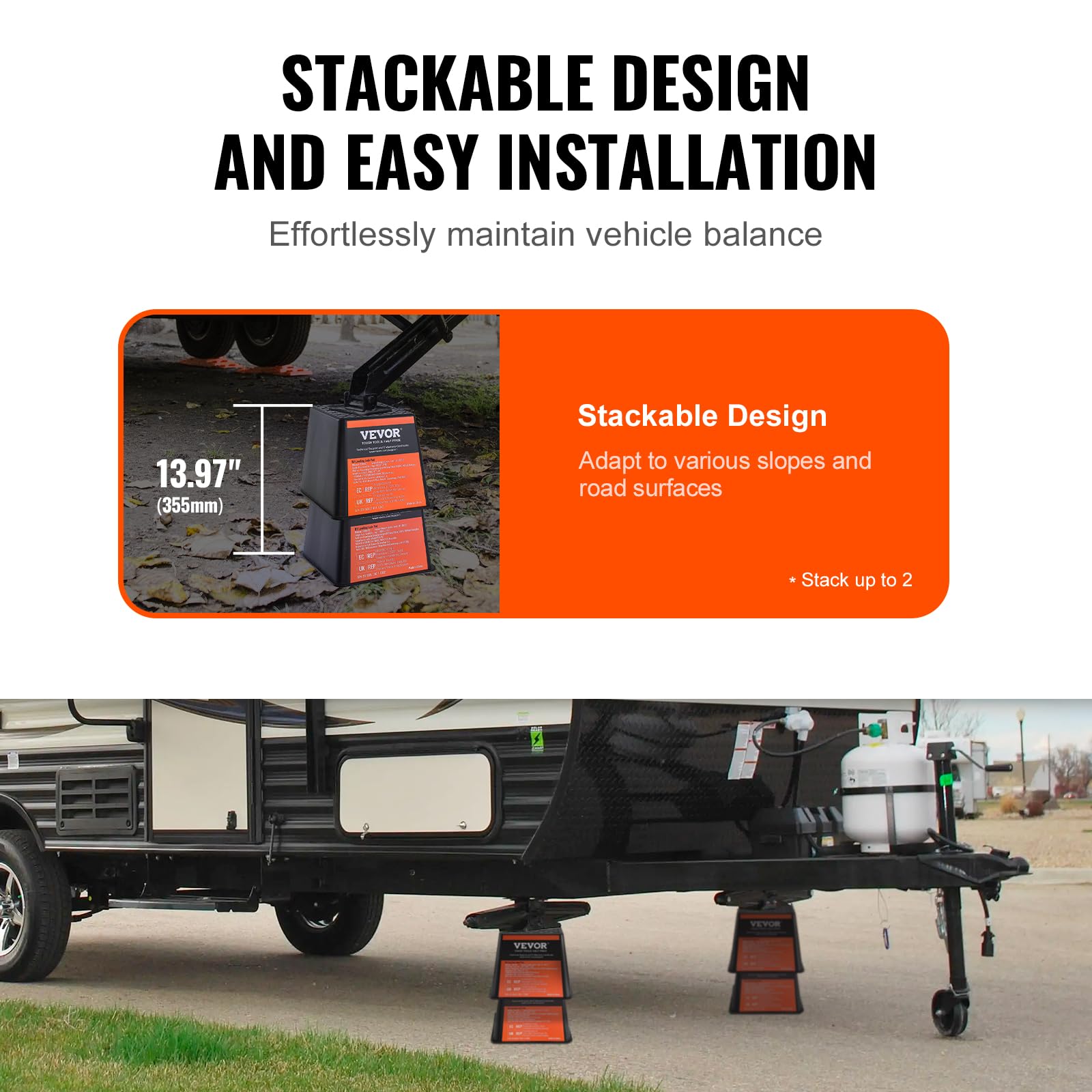 VEVOR trailer jack block with drainage holes prevents rust.