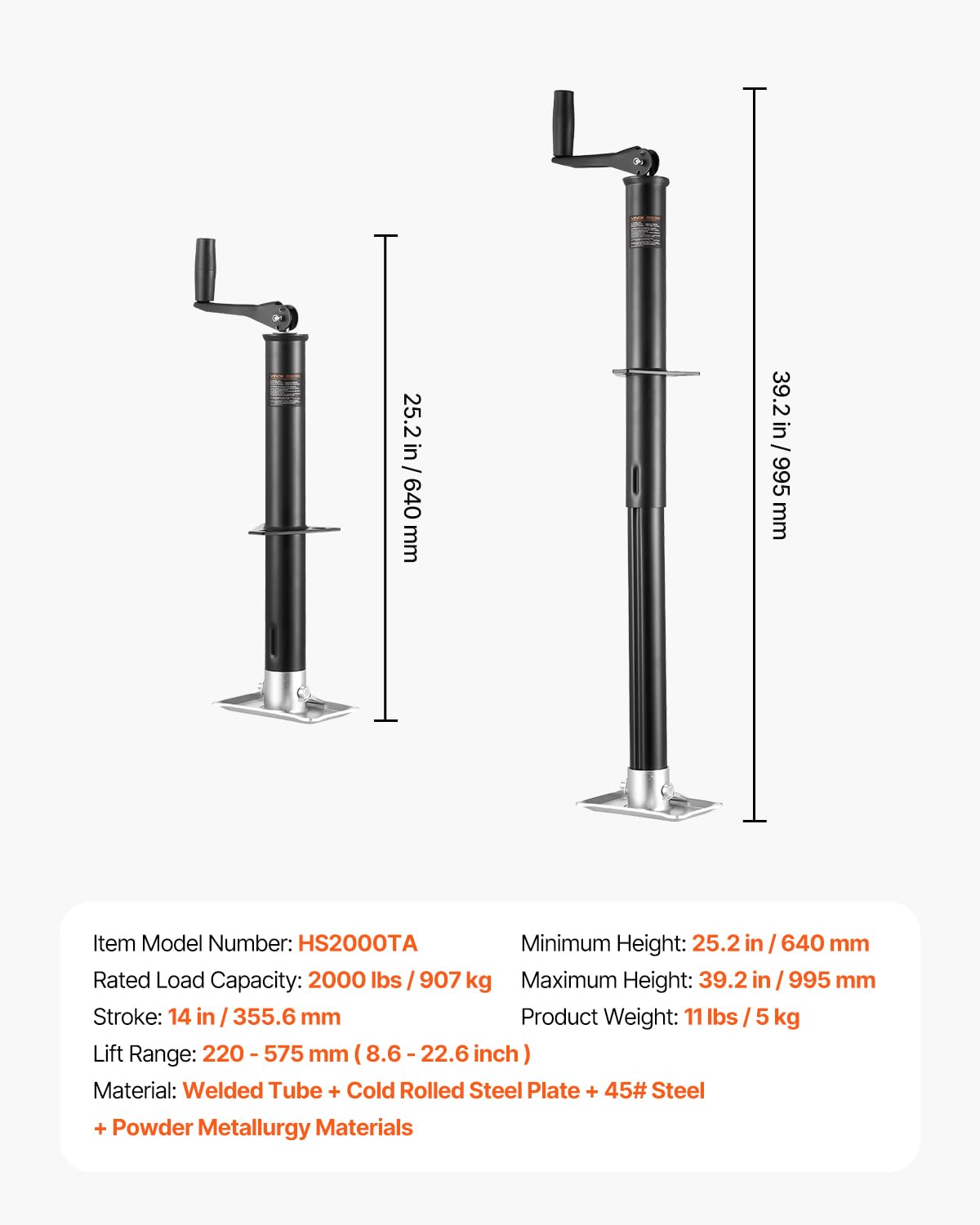 VEVOR powder-coated finish enhances durability and weather resistance.