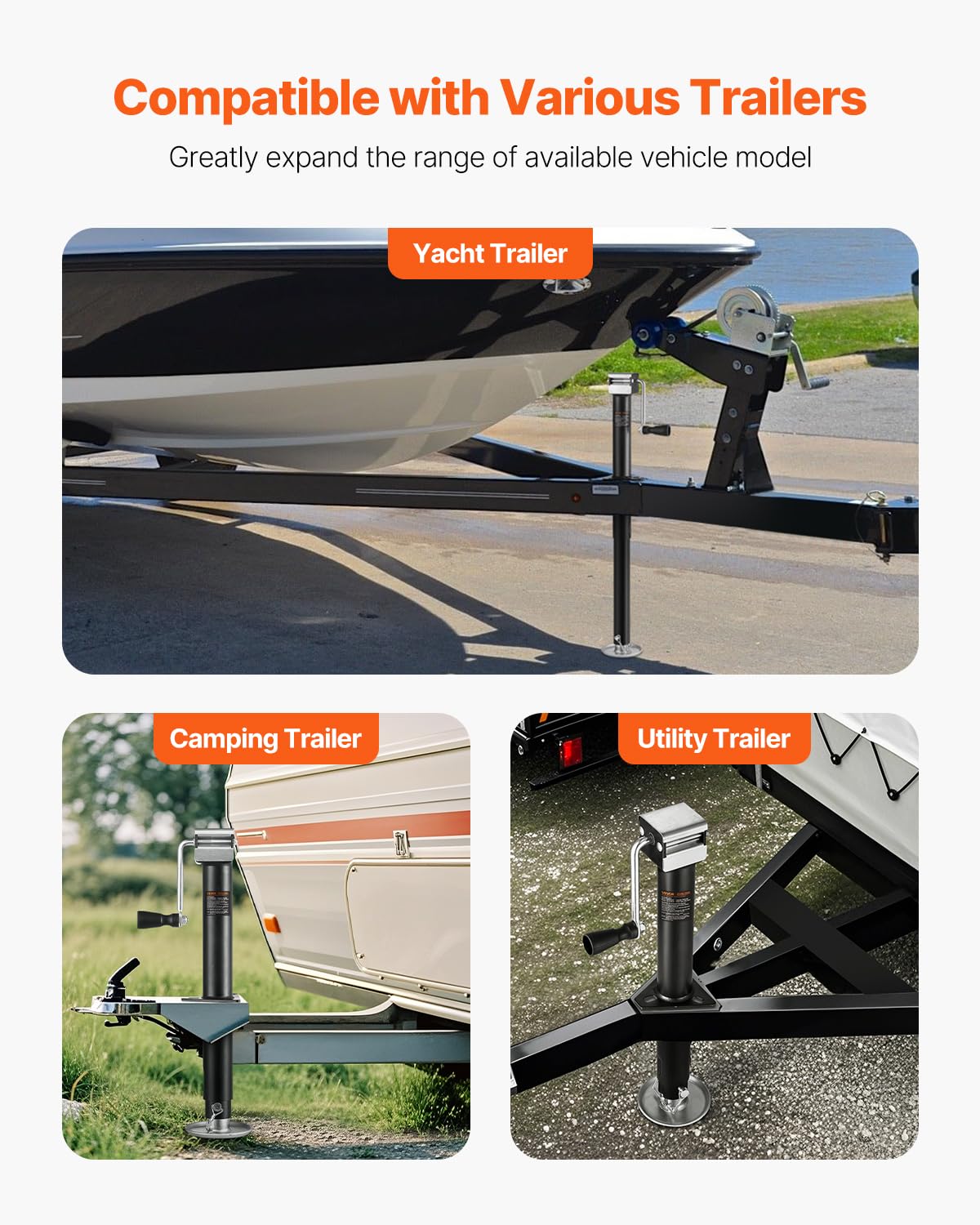 VEVOR three-level height adjusts to keep trailers level.