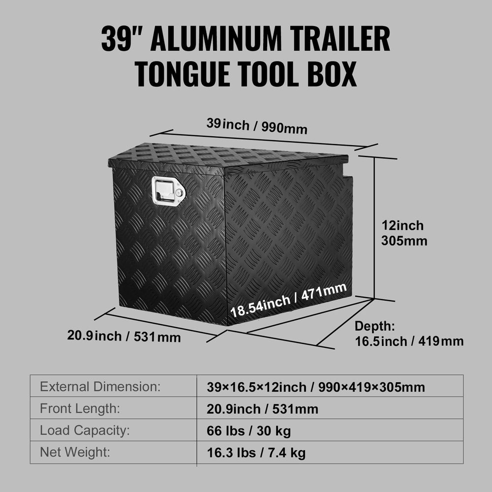VEVOR trailer tongue box weather-ready for rain and snow.