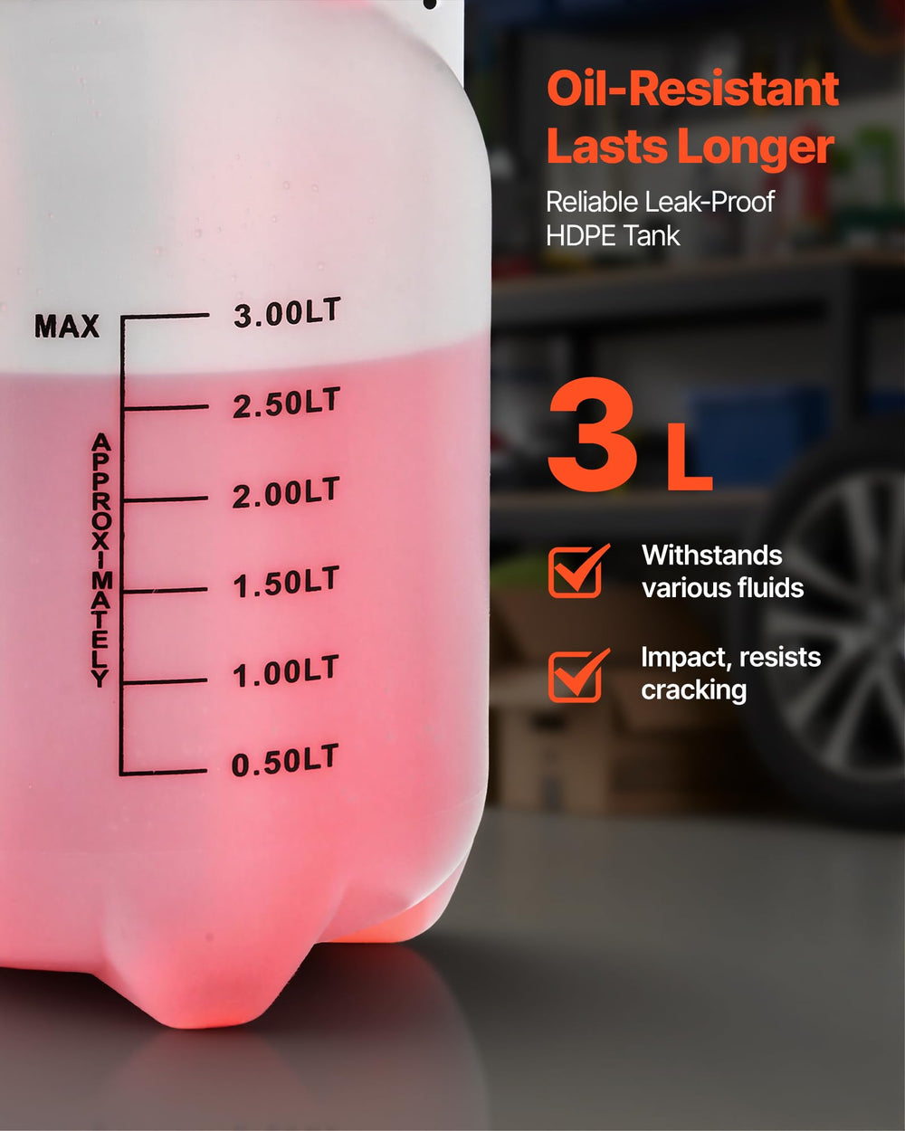 VEVOR 3 L HDPE tank is durable and transparent