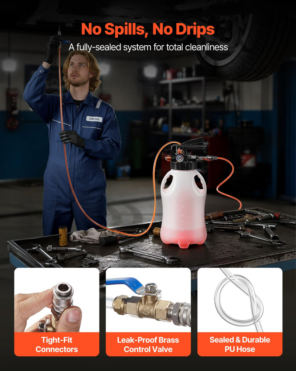 VEVOR pump with fast pneumatic workflow for quick extract or fill.