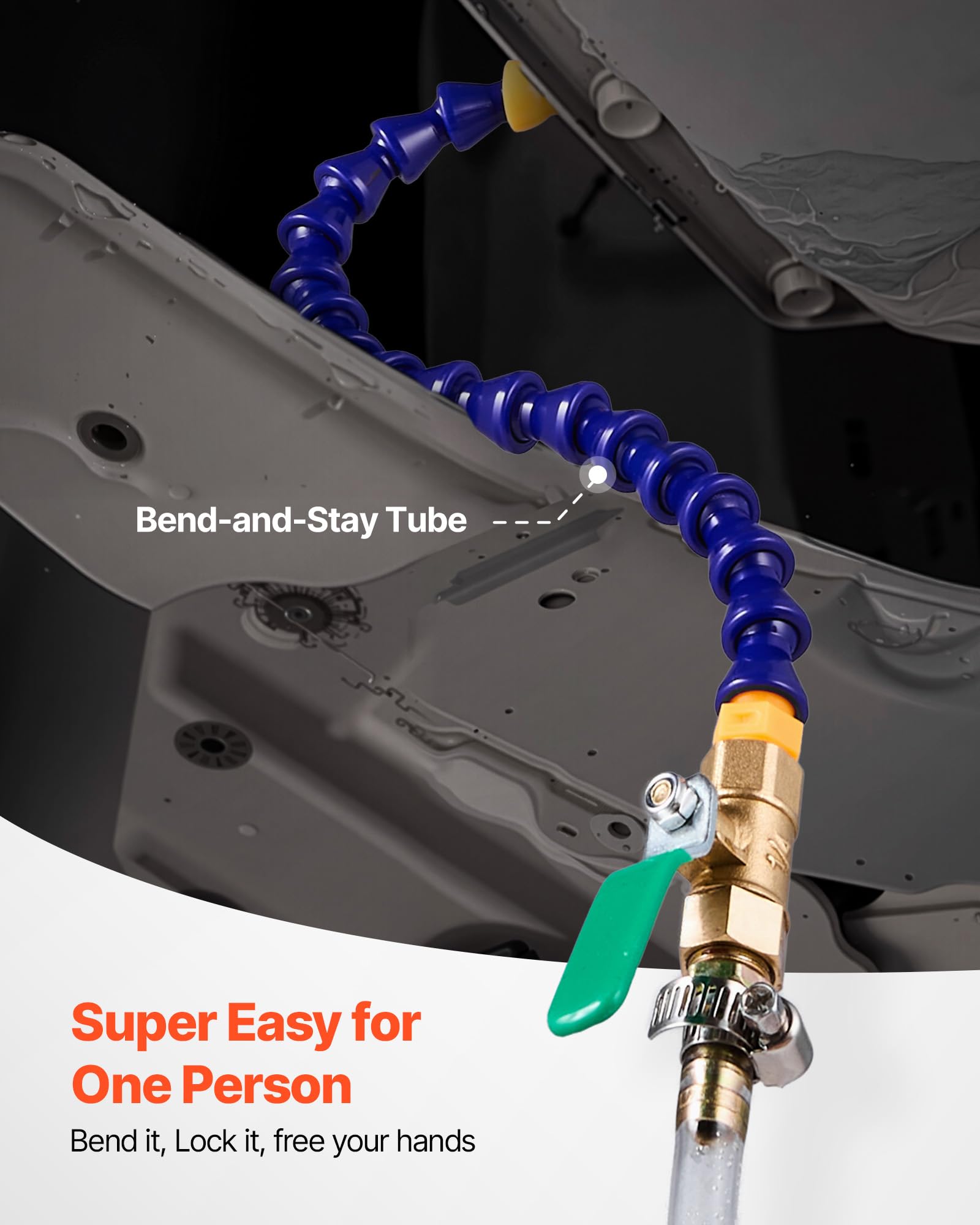 VEVOR high-flex hose bends to fit tight spaces