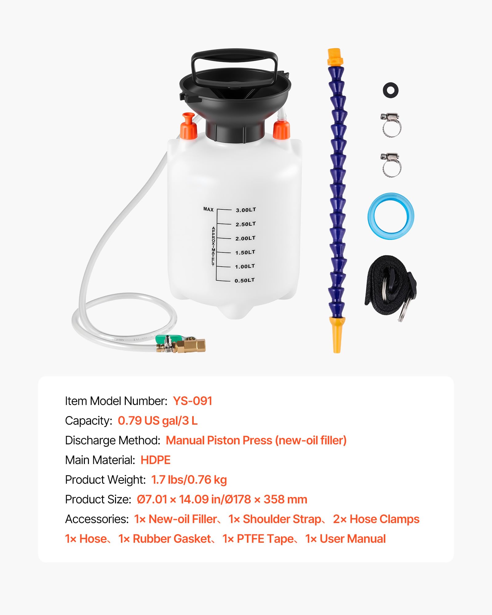 VEVOR pump handles engine oil, coolant, brake fluid, and transmission fluid
