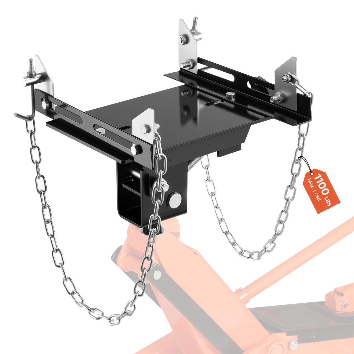 VEVOR transmission jack adapter supports up to 1100 lbs for stable heavy-duty lifts