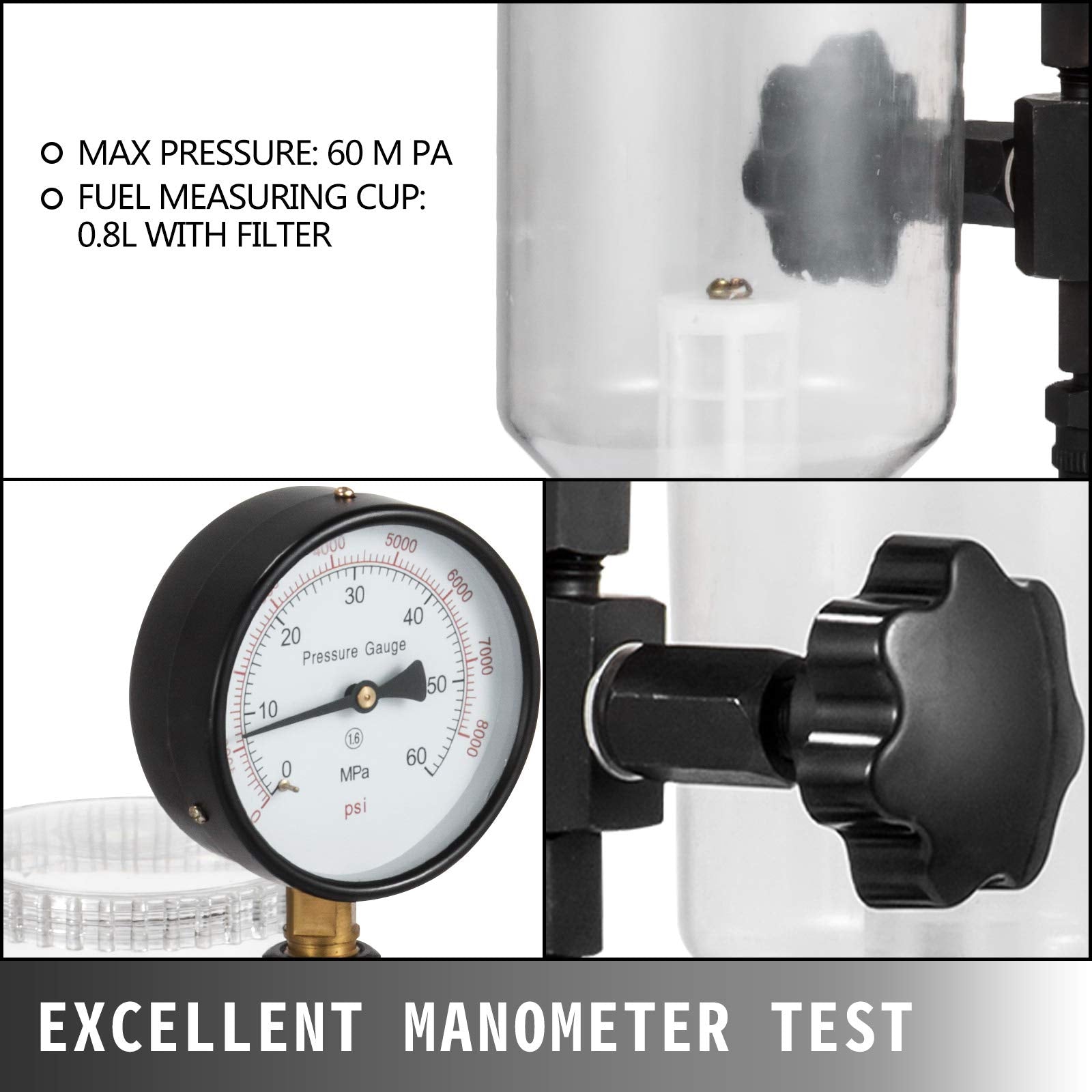 VEVOR transparent fuel cup 0.8L with Bosch filter for clear testing