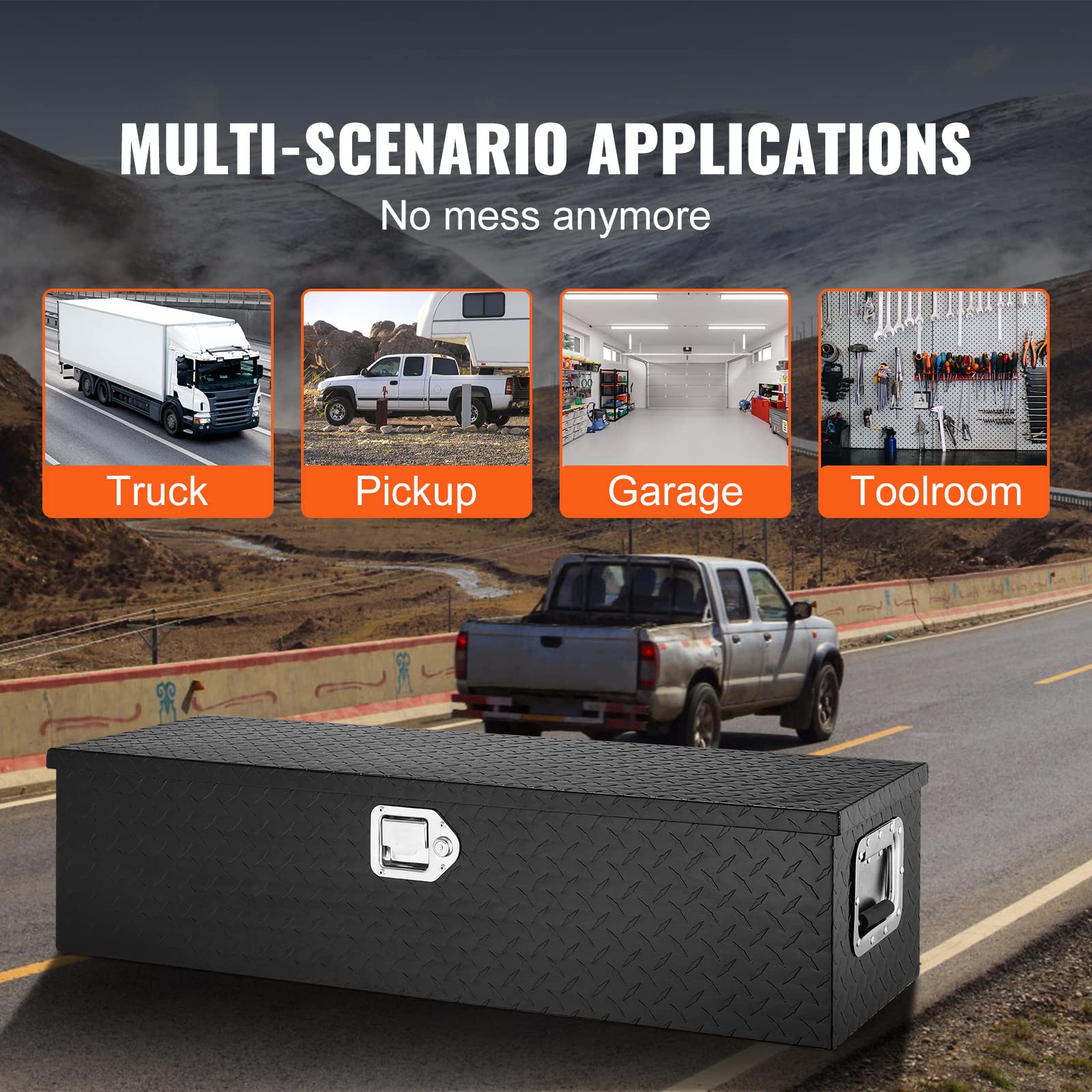 Wide side handles on the toolbox for easy carrying, even with gloves.