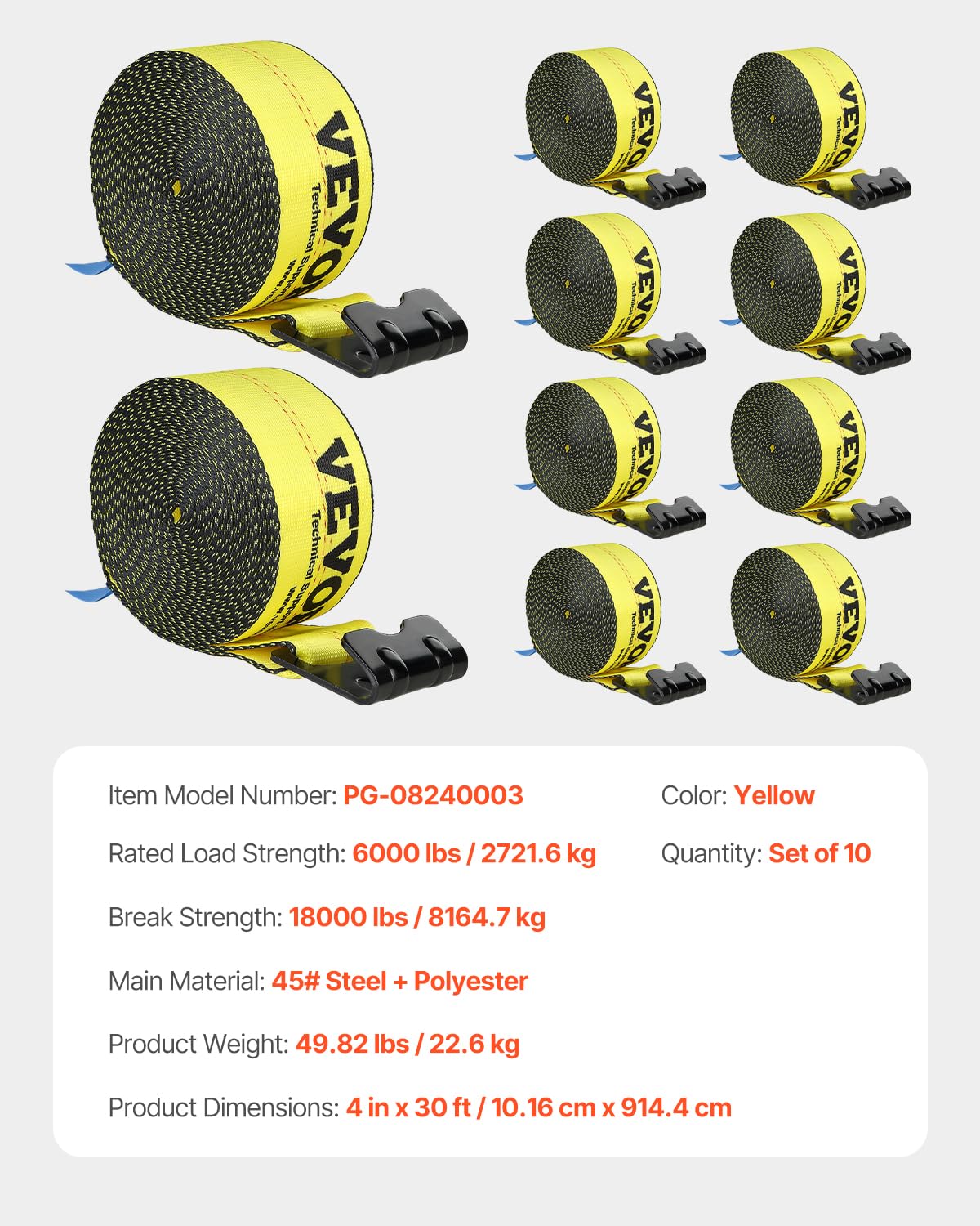 VEVOR truck straps in use on a truck bed securing lumber.
