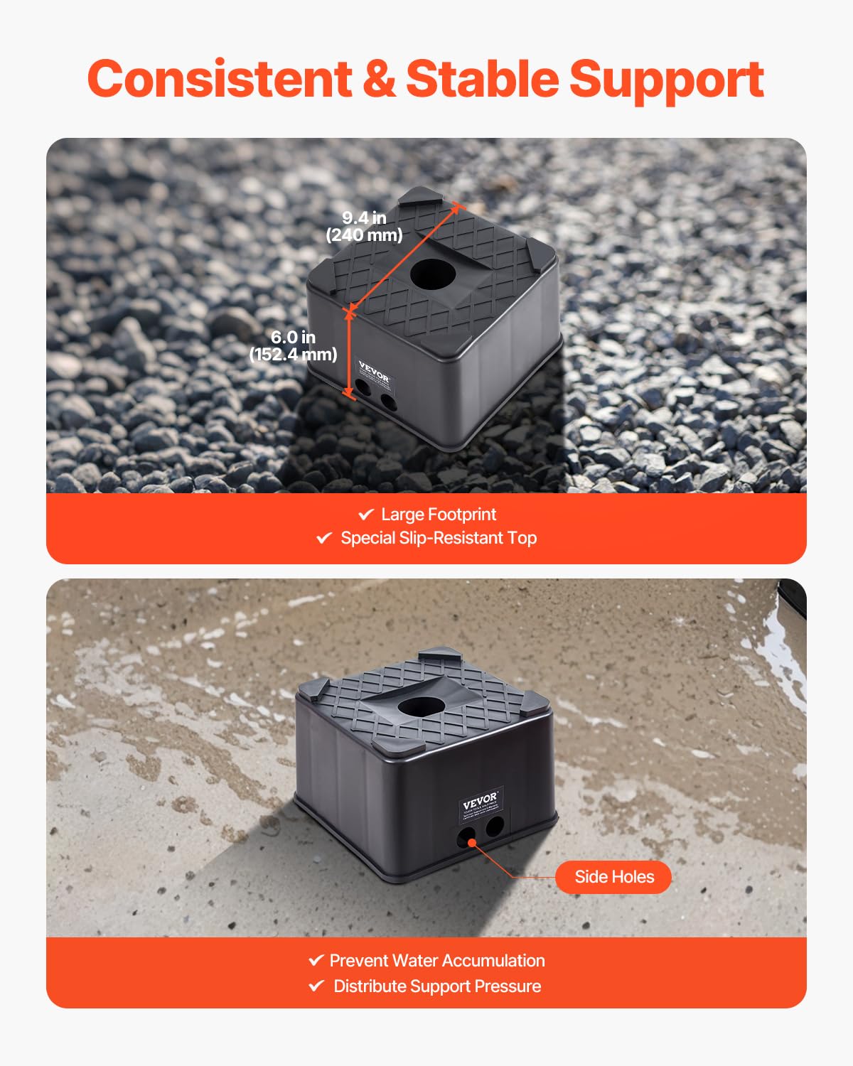 VEVOR universal jack blocks fit round and square legs for versatile use