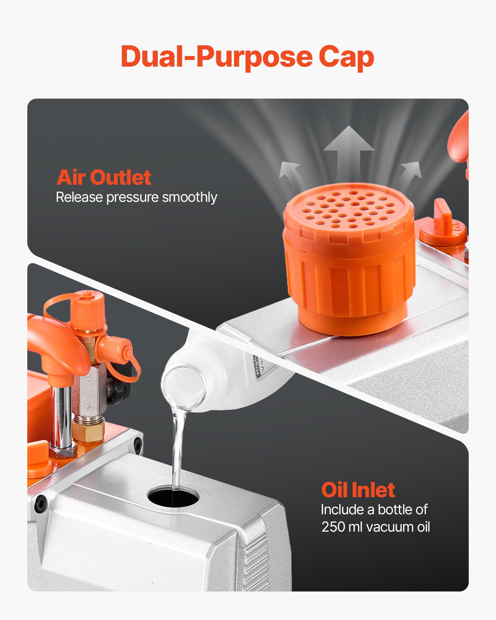 VEVOR oil bottle included supports immediate setup and ongoing maintenance