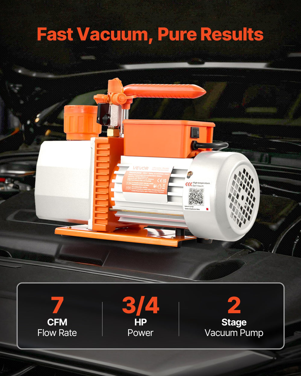 VEVOR vacuum pump top with cooling fan enables stable operation during long sessions