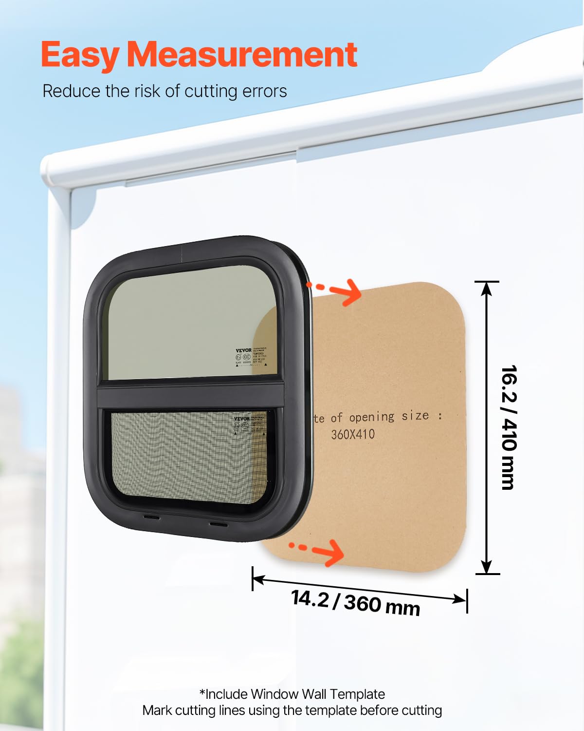 VEVOR vertical RV window aluminum frame resists corrosion for outdoor use.