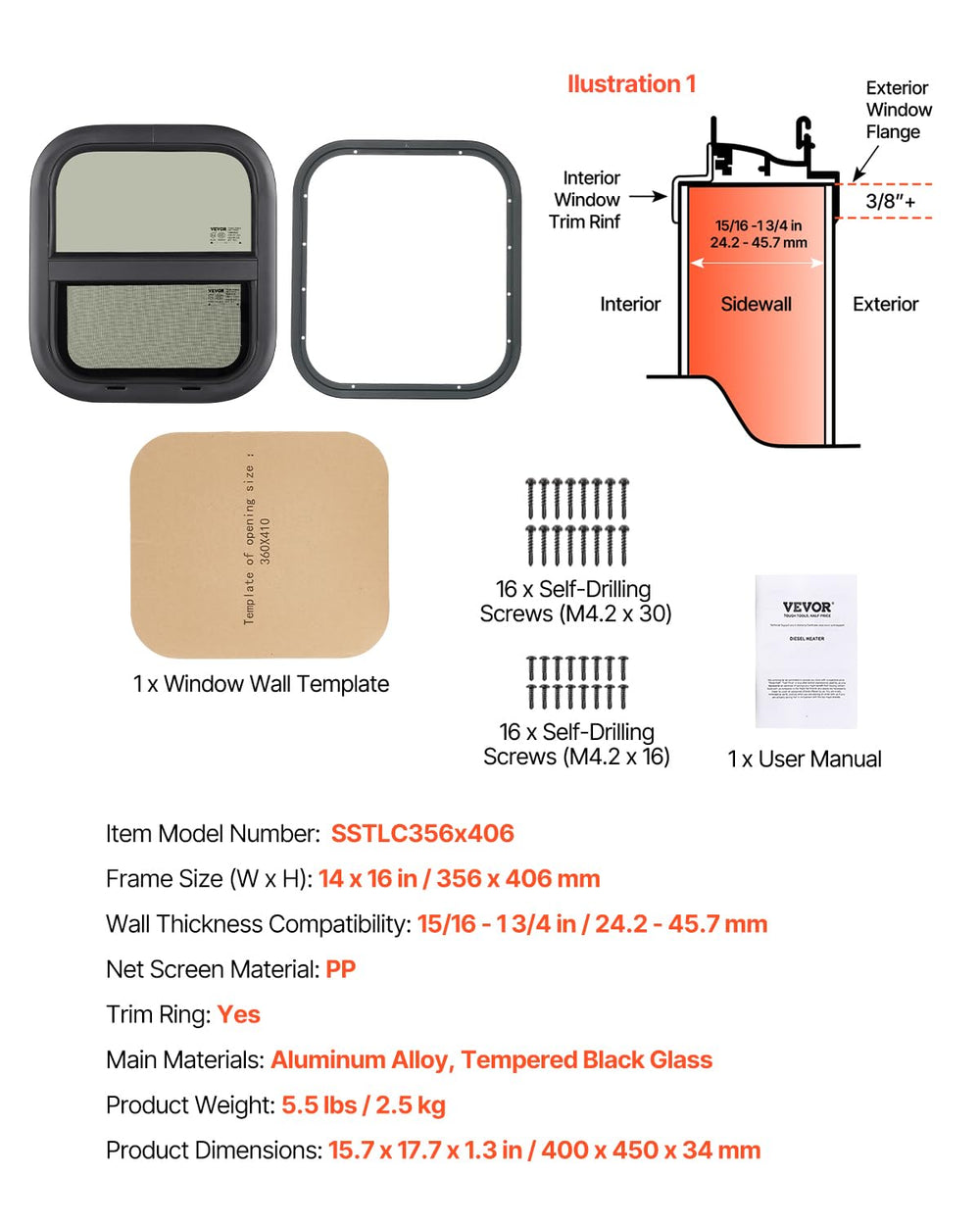 VEVOR vertical RV window security lock provides extra trailer protection.