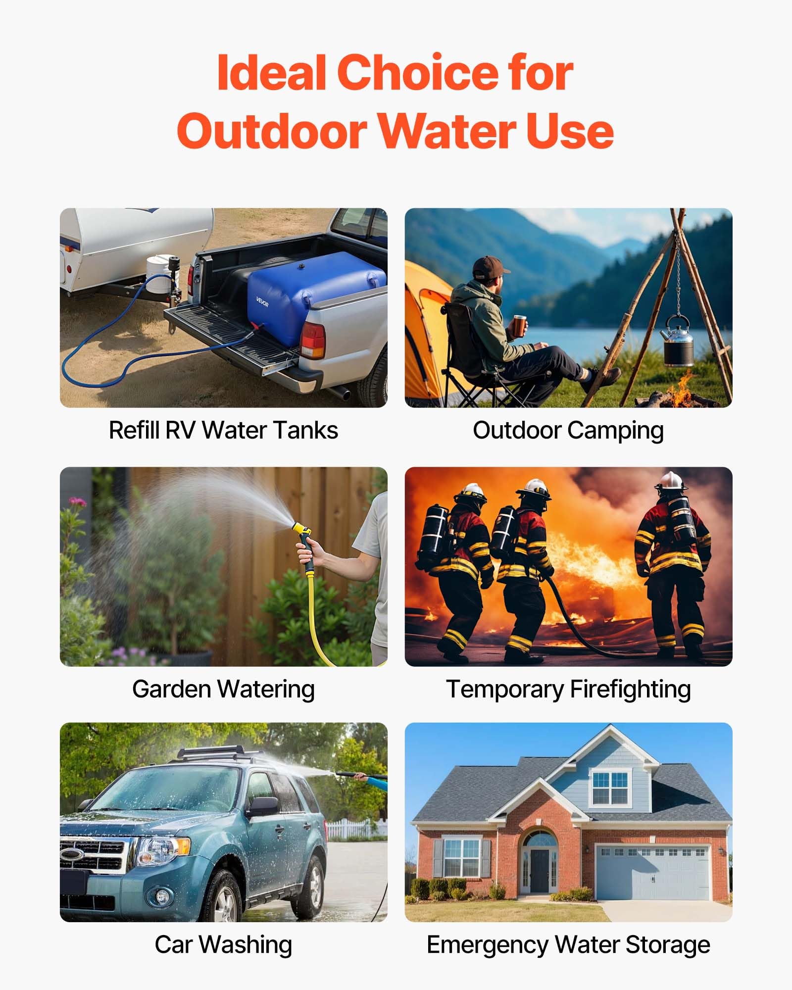 VEVOR water storage bladder portable for RV or truck transport.