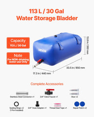 VEVOR bladder showing faucet valve attachment for easy filling