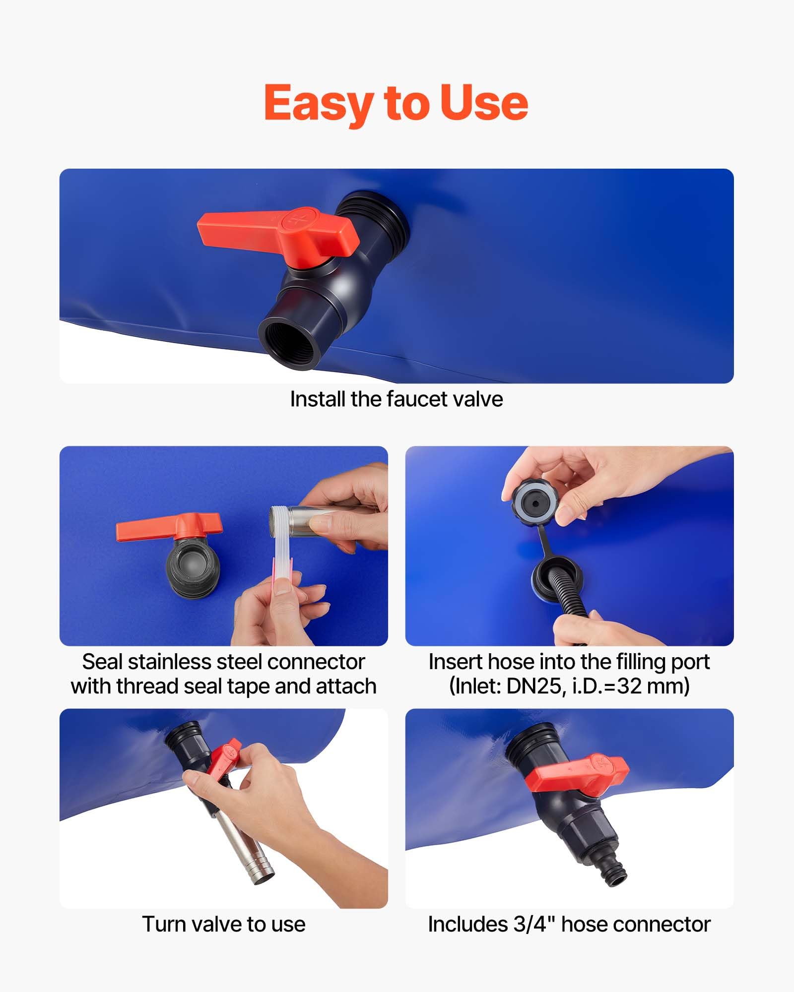 VEVOR leak-proof seams ensuring secure connections during setup