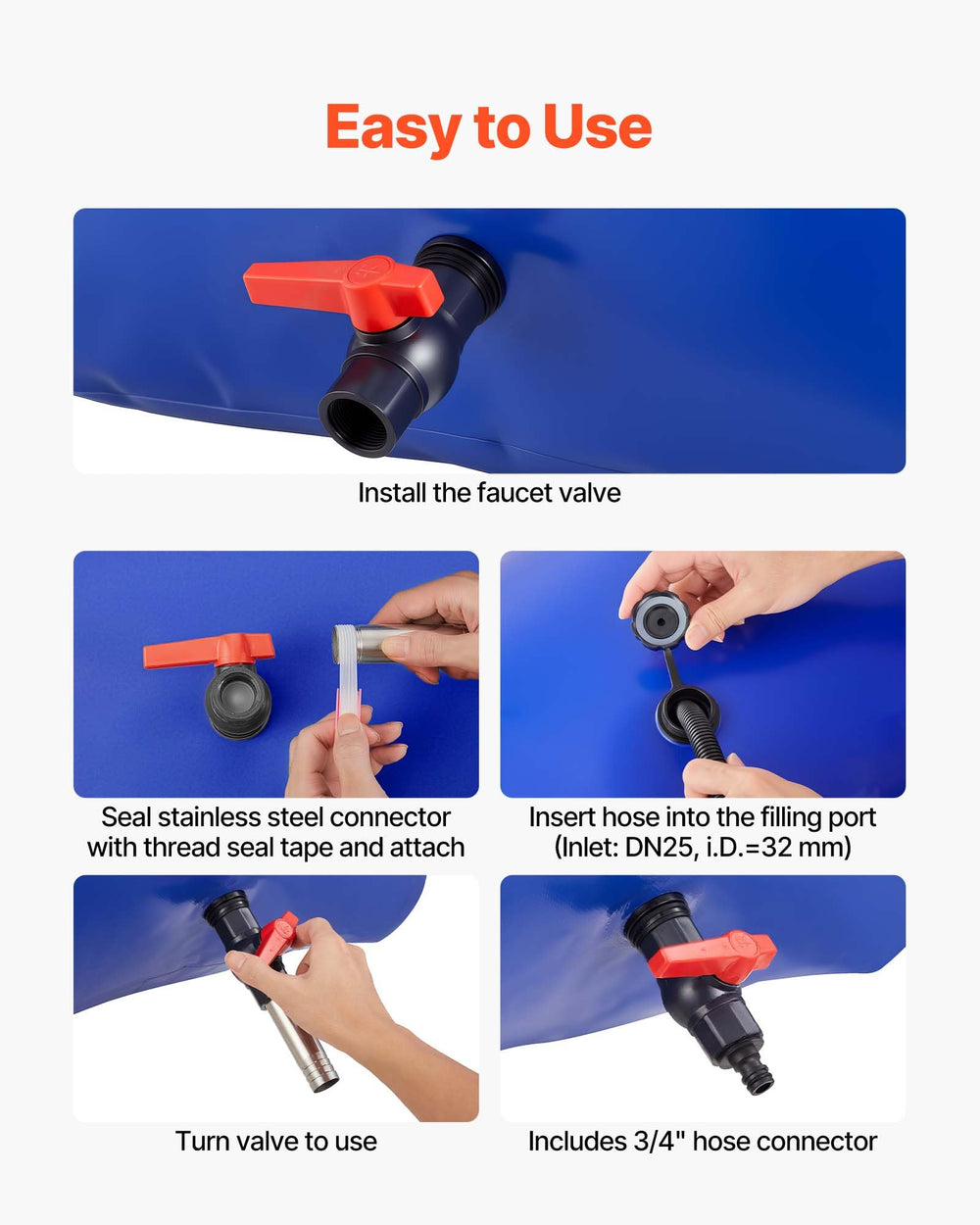 VEVOR leak-proof seams ensuring secure connections during setup