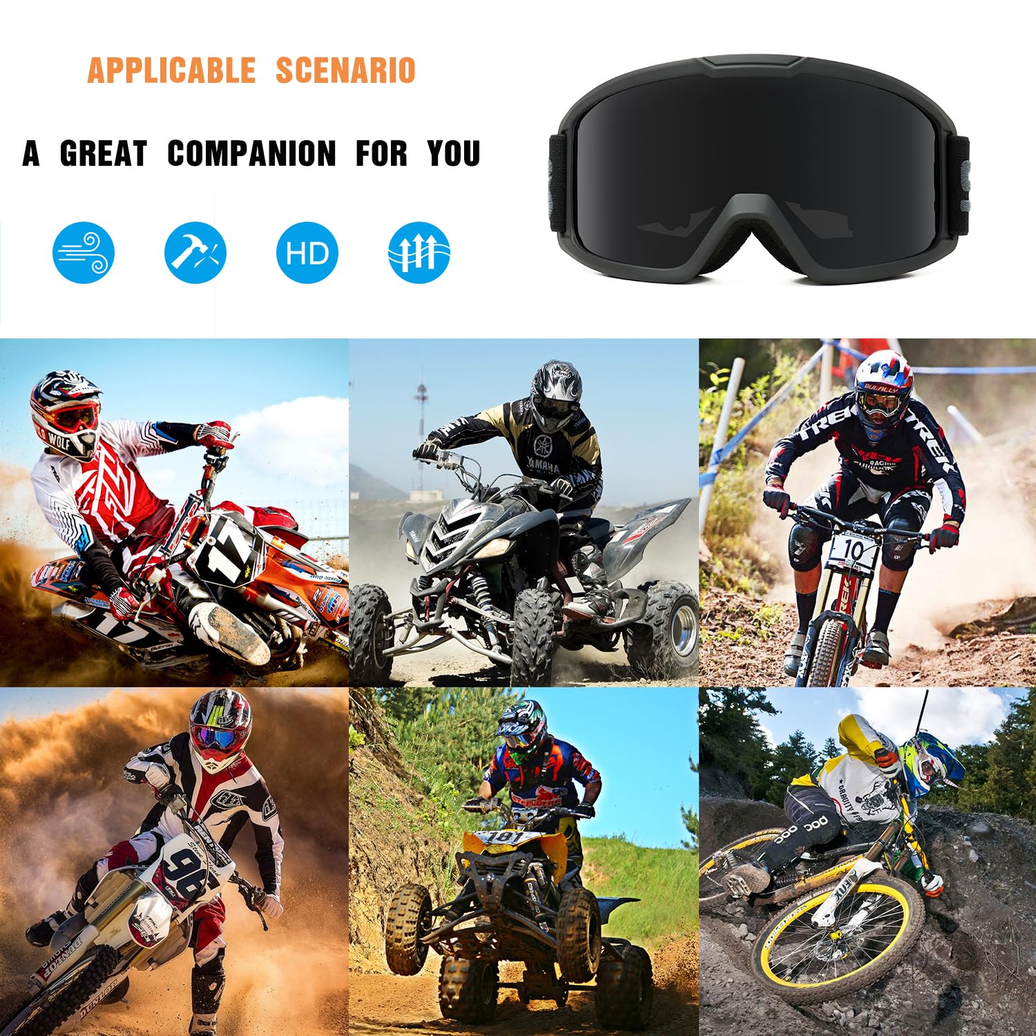 VEWOE all-around off-road goggles suited for biking skiing and more