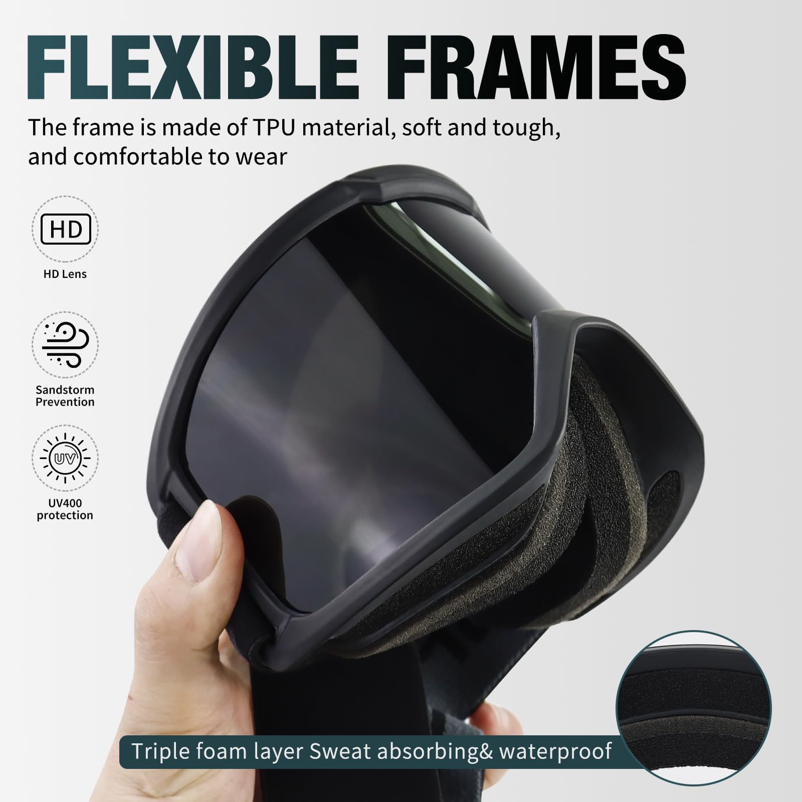 VEWOE OTG goggles over glasses fit for prescription eyewear under ride