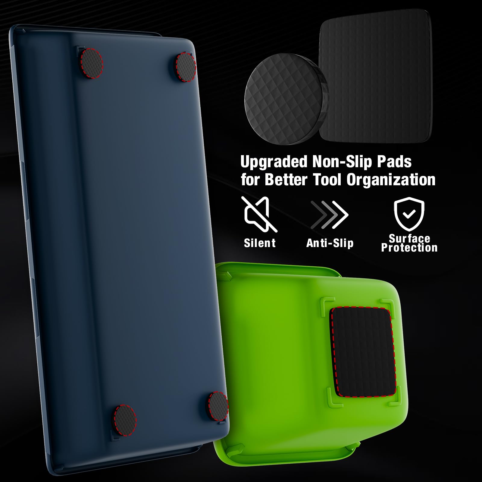 Vexercisehoop small blue green trays keep tiny fasteners accessible.
