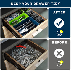 Vexercisehoop interlocking design enables flexible drawer layouts.