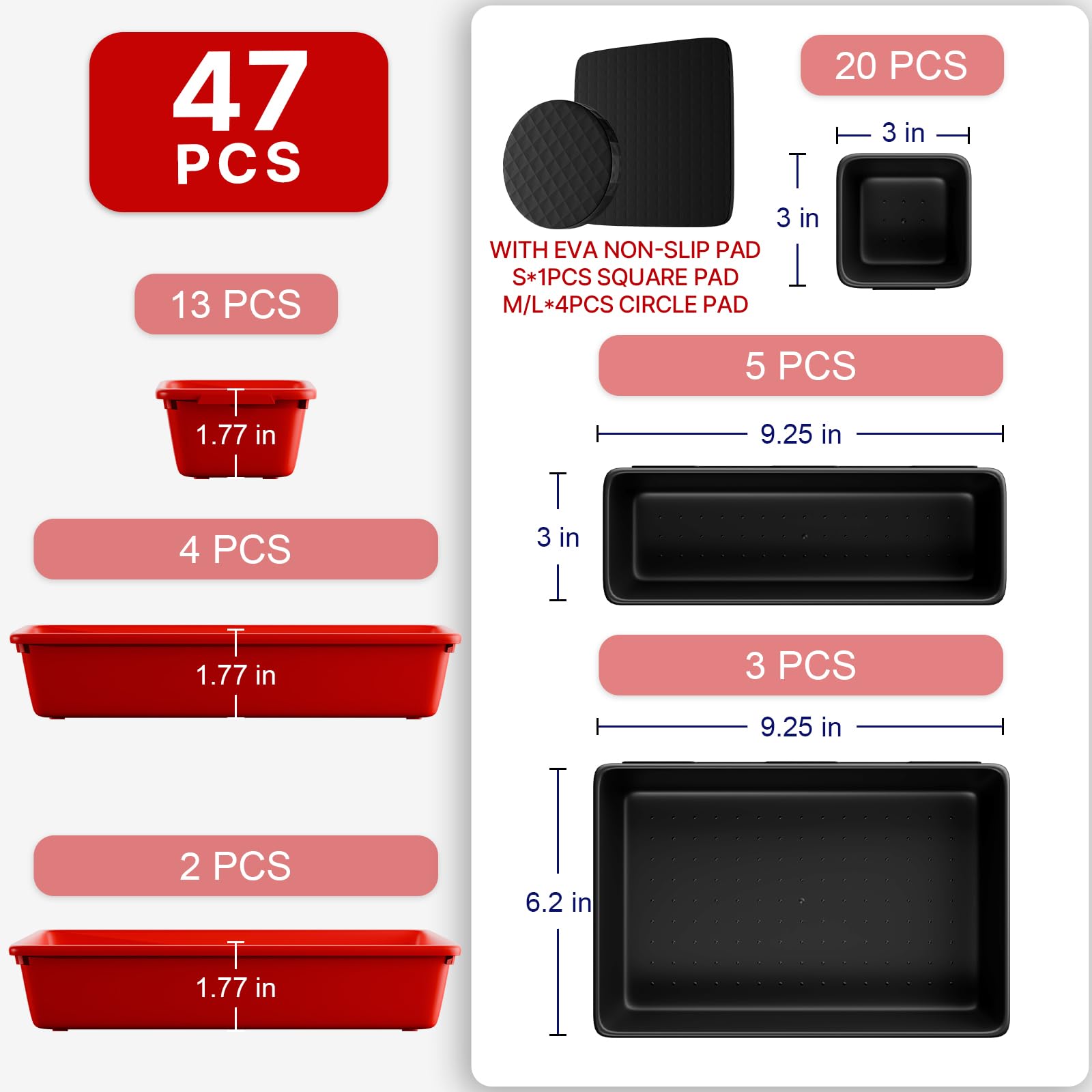 Vexercisehoop color-coded trays simplify organizing by use and frequency.