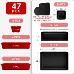 Vexercisehoop color-coded trays simplify organizing by use and frequency.