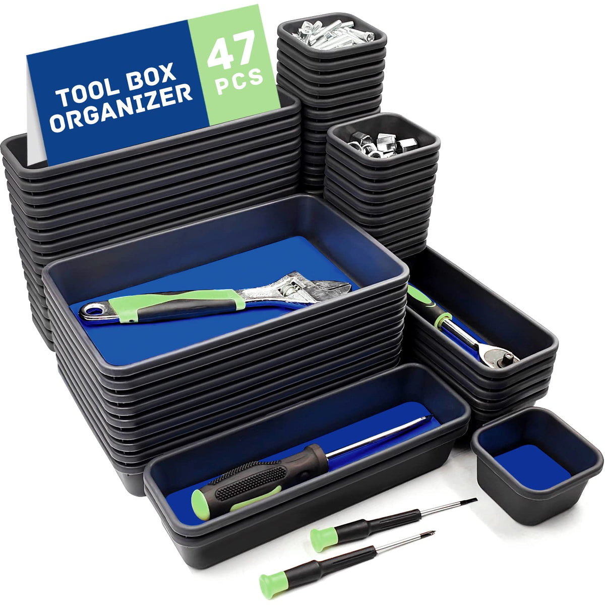 Vexercisehoop toolbox organizer 47pcs set in three sizes for drawer efficiency