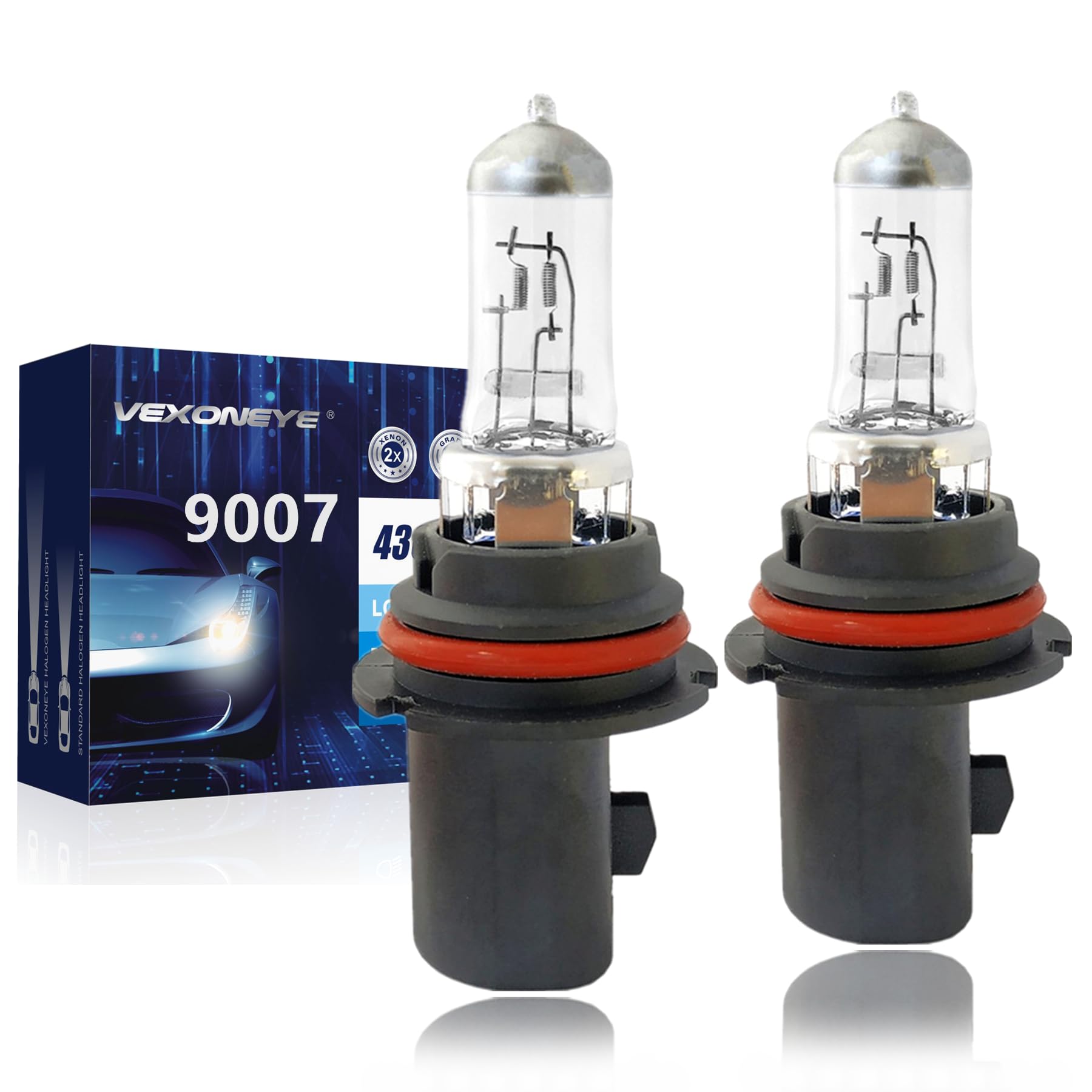 VEXONEYE 9007HB5 headlight bulbs pair for improved high and low beam visibility