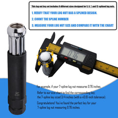 VEXPLO Spline Lug Nut Socket Set sockets clearly labeled for fast identification.