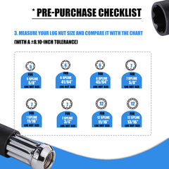 VEXPLO master key collection enables removal of a wide range of locked lug nuts.